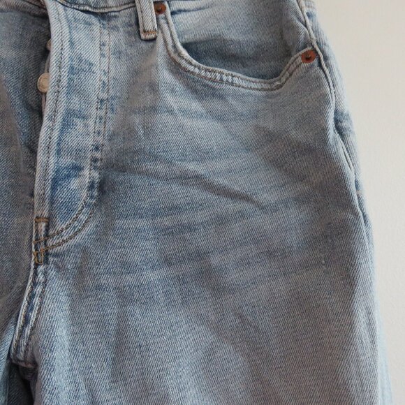 RE/DONE High Rise Stove Pipe Straight Leg Jeans Lived in Light Wash - Size 27 - Picture 7 of 14